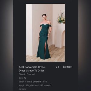 Revelry Ariel Convertible Crepe Dress - Classic Emerald - Size 12